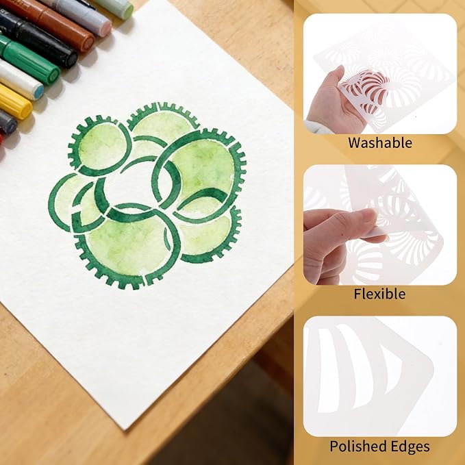 20 Pcs Abstract Texture Stencils Mixed Size Geometric Stencils - Image 3