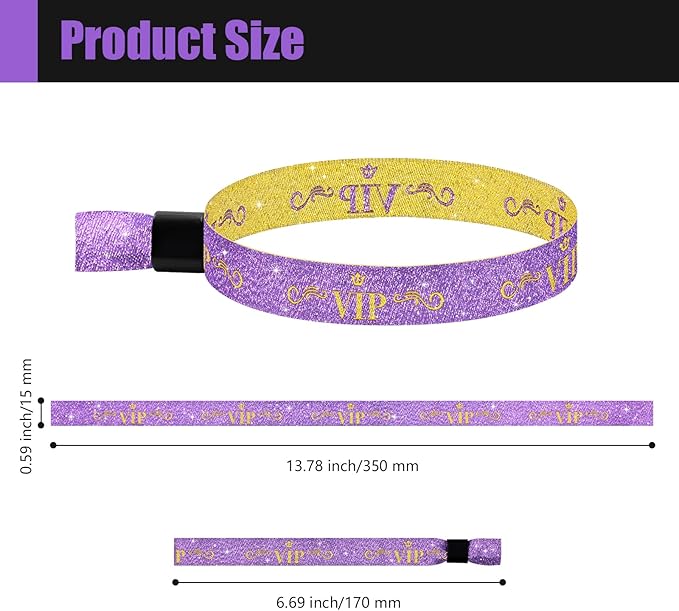 100 Pcs VIP Cloth Event Wristband, Disposable VIP Wristbands for Events, Colored VIP Wristbands Events,for Lightweight Concert,Club Entrance Wrist Strap Party Wristband Event (Color : Purple)