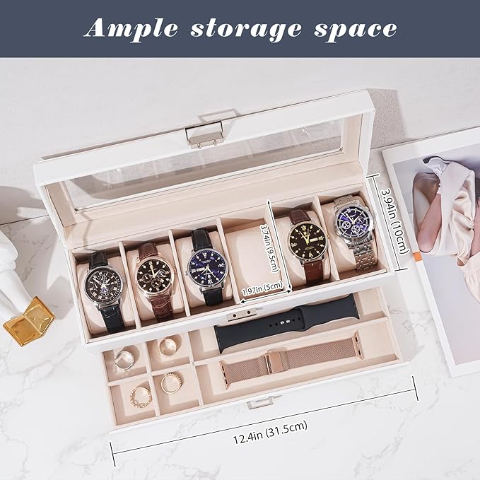 ProCase Watch Box, 6 Slot Watches Display Case - Image 2
