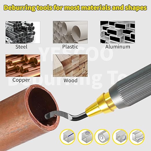 Deburring Tool with 10 Extra High Speed Steel Swivel Blades,Deburring Tool 3D Printing Double Head Anti Skid Handle, Which Can be Rotated or Fixed 360 Degrees,for Metal, Resin, Copper, Plastic