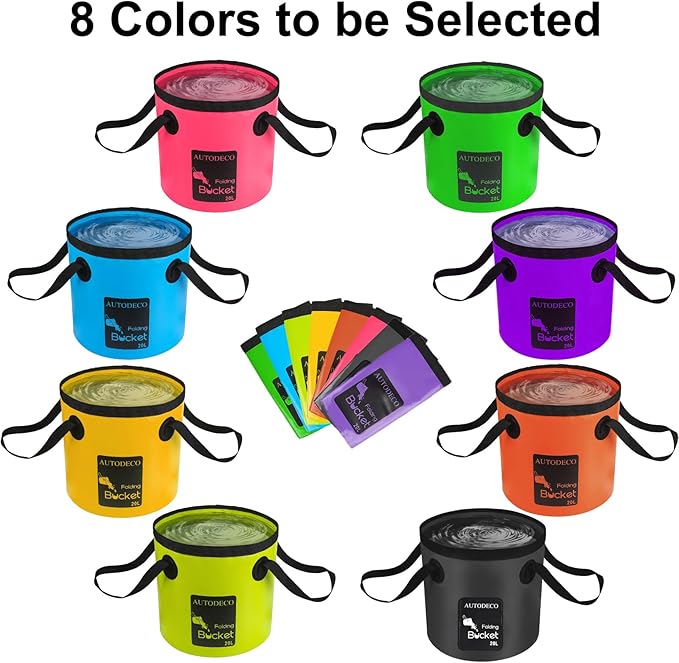 AUTODECO Collapsible Bucket 5 Gallon Container Folding Water Bucket Portable Wash Basin 20L