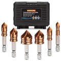 Countersink Drill Bit Set, M35 Cobalt HSS Countersink Drill Bits 6 Pieces 1/4 Inch Quick Change Hex Shank for Metal, Wood, Stainless Steel, Carbon Steel