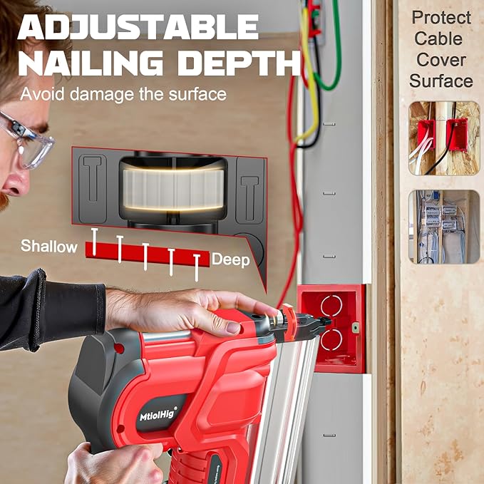 Cordless 2" Brad Nailer Compatible with Milwaukee Battery(No Battery), 2-in-1 Electric Nail Gun/Staple Gun, 18 Gauge Nail Gun Battery Powered with 1000 Nails for Wood Carpentry