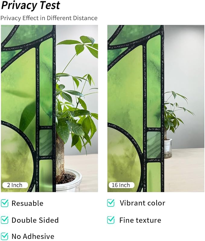 Original Hand Drawn Faux Stained Glass Window Film, Double-Sided Privacy Static - Image 2