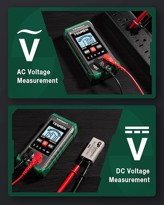 TM-510 Digital Multimeter, 4000 Counts, Smart Measurement, Auto-Ranging Voltmeter; Voltage Tester with Non-Contact Voltage Function, Measures AC/DC Voltage, Resistance, Continuity – Green