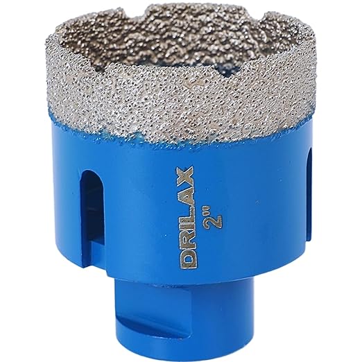 Drilax Pro Series 2 Inch Diamond Hole Saw for Angle Grinders | 1-3/8" Depth | 5/8"-11 Thread | Fast & Dry Drilling for Large Conduit, Pipes, Access Holes | Long Life