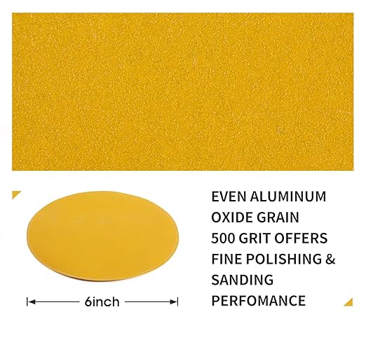 S SATC 100 PCS PSA Sanding Discs 6 Inch Sanding Discs Stick On 500 Grit Round Sandpaper Roll for Orbital Sander