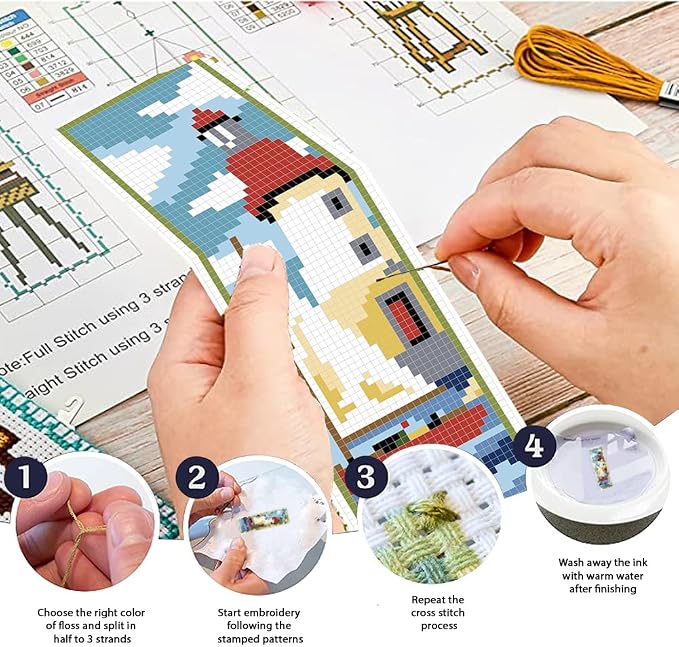 FREEBLOSS 6 Set Bookmark Cross Stitch Kits Cross Stitch Bookmark Kit - Image 4