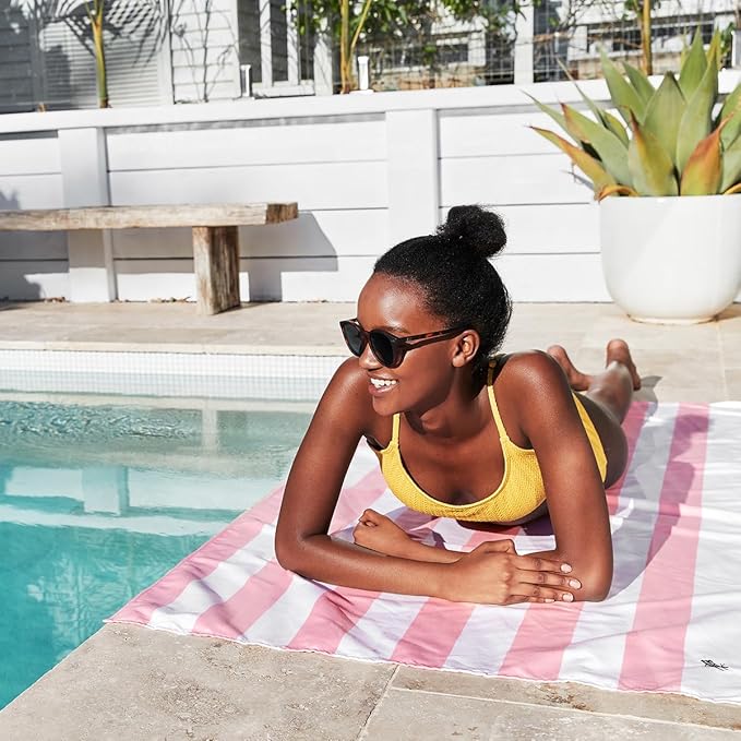 Dock & Bay Beach Towel - Quick Dry, Sand Free - Compact, Lightweight - 100% Recycled - Includes Bag - Set of 4 - Pretty in Pink, Large (160x90cm, 63x35)