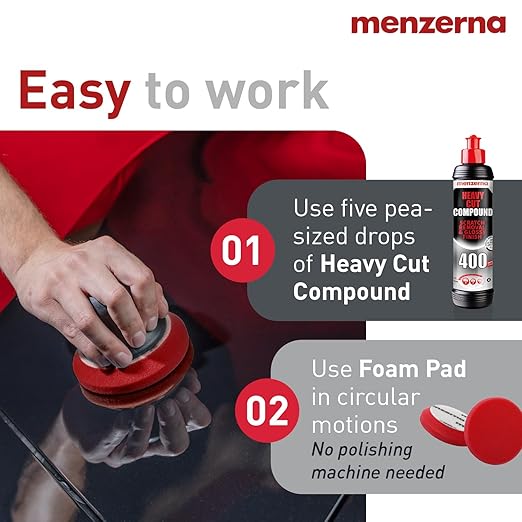 menzerna Scratch and Swirl Remover Kit I Car polishing Set with Menzerna Heavy Cut 400 and 3,5 Inch Polishing Pad I Deep Scratch Repair Kit for All Types of Vehicles