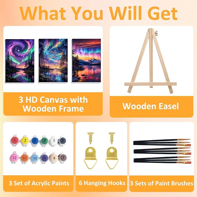 Mandun 3 Pack Paint by Numbers Kit - Image 4
