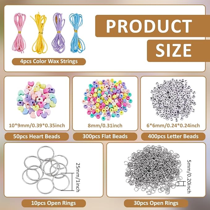 CRAFTYMELODY 606Pcs DIY Keychain Making Crafts Kits Beaded Keychain Making Kit - Image 2