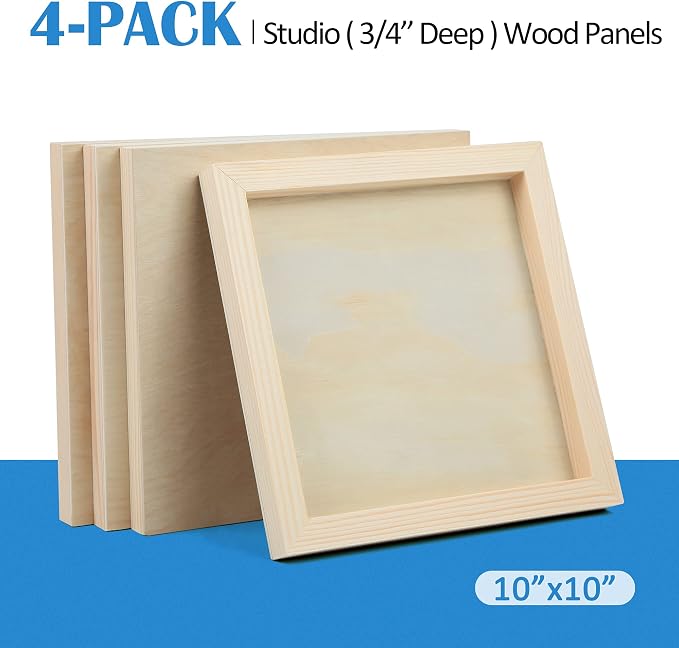 Falling in Art 4 Pack 10x10’’ Unfinished Birch Wood Panels Kit - Image 6