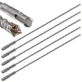 5pcs 7/32" X 8"-6" Cross-Type Double Thread Carbide Drill Bits for Concrete, Brick, Stone, Hammer Drill