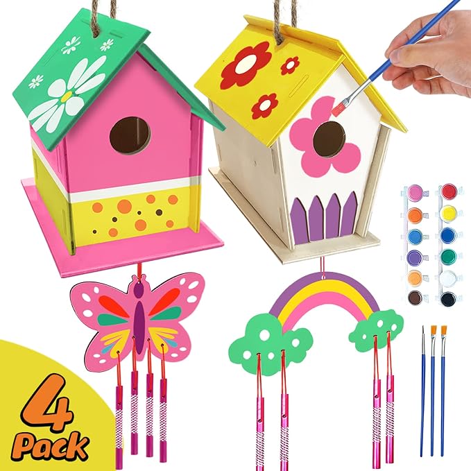 4 Pack DIY Bird House Wind Chime Kit - Image 2