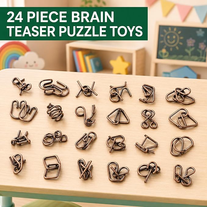 24 Pcs Brain Teaser Puzzles for Kids Teens Adults - Image 4
