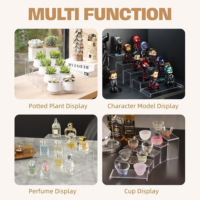 Goabroa 2 Sets 10 Pcs Clear Display Risers, Rectangular Risers Display Stands - Image 2