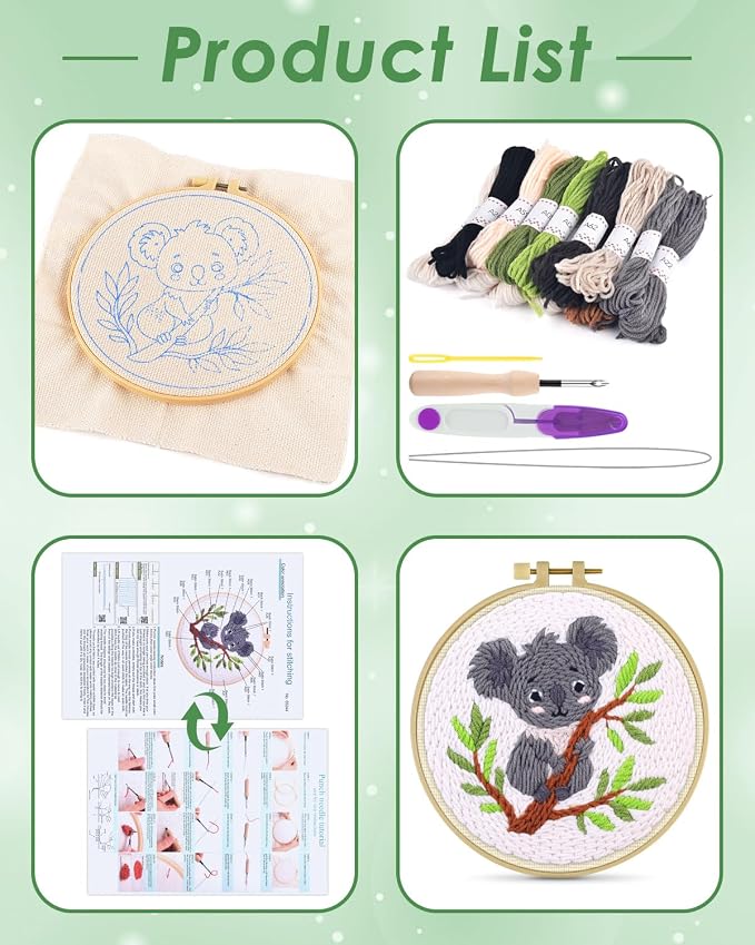 ERKOON Punch Needle Kit for Beginners Adults, DIY Easy Animal Embroidery Set - Image 2