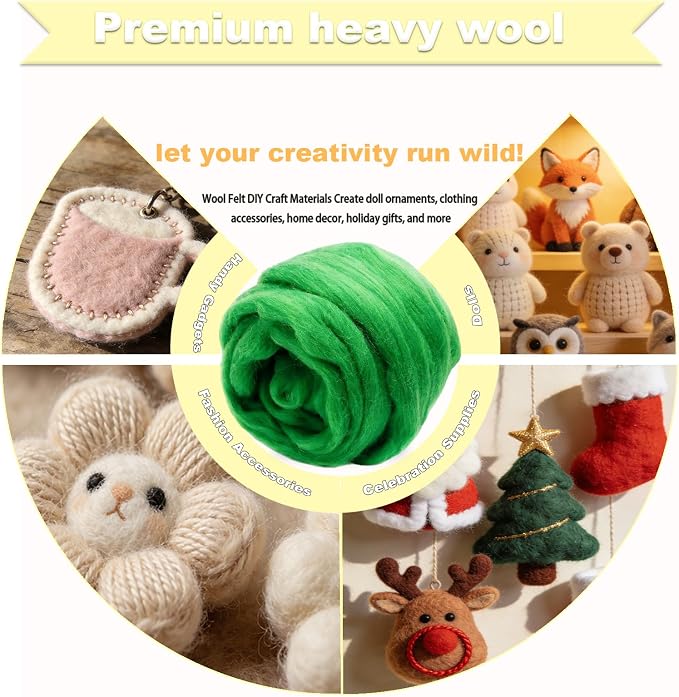 Wool Roving-3.5oz Needle Felting Wool, Soft Multi-Color Wool Fiber, Perfect - Image 3