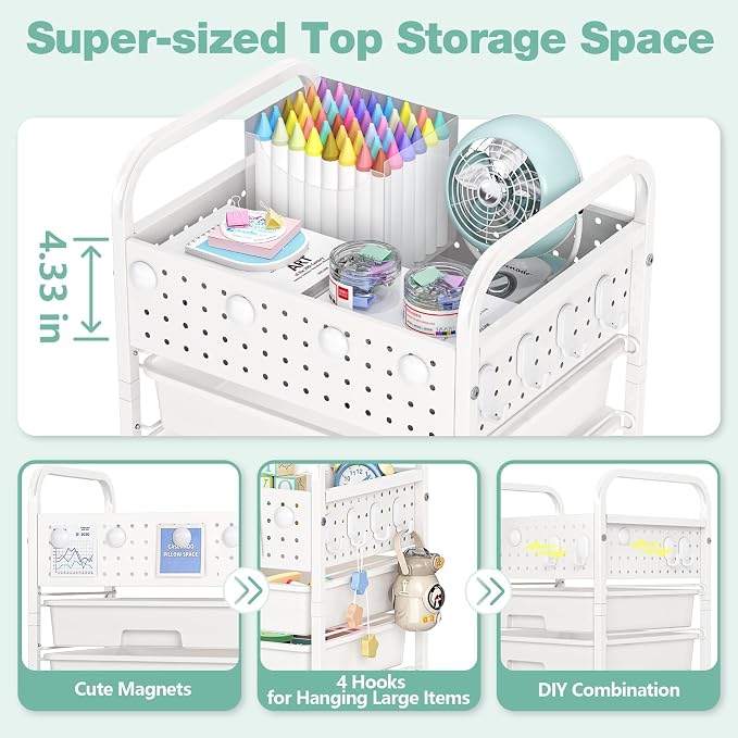 4 Drawer Rolling Storage Cart - Image 4