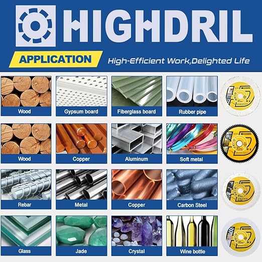 HIGHDRIL 3" 75mm Circular Saw Blade Set 4pcs - Diamond/HSS/Carbide Cutting Disc for Angle Grinder Cutting Metal Copper Aluminum Plastic Wood Glass