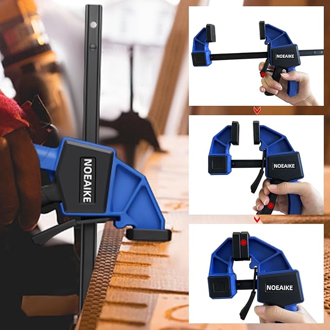 Bar Clamps for Woodworking,4-Pack Wood Clamps 12 Inch Light Duty One-Handed Woodwoking,Quick Grip/Spreader Clamps Set 150LBS Load Limit with Quick Change Button.
