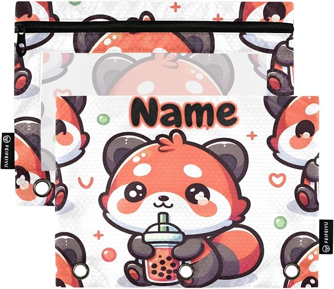 Custom Cute Red Panda Bubbles Pencil Pouch by BOENLE-WELCOMEYOURCOMING