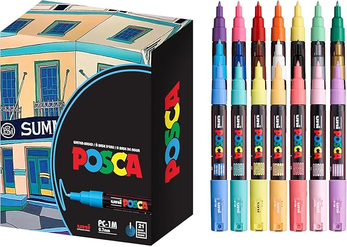 posca Acrylic Paint Markers, 1M Extra Fine Thin Tips, Artist Recommended Pens by Unknown