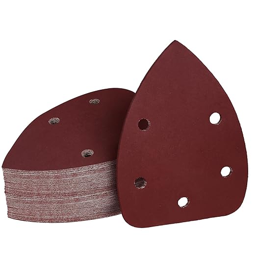 800 Grit Mouse Sander Sandpaper, Jamiikury 5 Hole Detail Sander Sandpaper Palm Sander Paper Mouse Sanding Pads Hook and Loop Sanding Sheets - Pack of 50