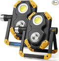 Samyoung 2 Pack Magnetic 2500 LM Rechargeable Work Light, 10 Hours Long Lasting 360° Rotating LED Work Light Folding Waterproof for Job Site Car Inspection Camping Emergency