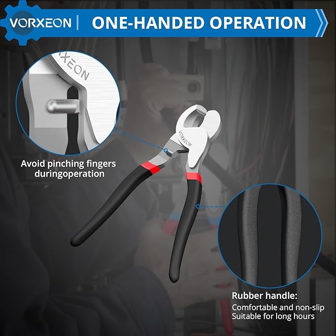 Cable Cutters 10 Inches Black, Heavy Duty High Leverage Cutter Tool Big Wire Cutters for Aluminum, Copper, Communications and Ethernet Cable