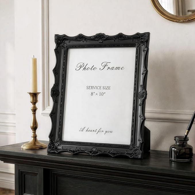 Cuspin Vintage 8x10 Black Picture Frame, Handcrafted Resin Gothic Frame - Image 2
