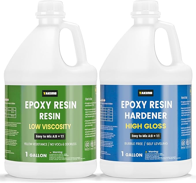 TAKIMO 2 Gallon Crystal Clear Epoxy Resin Kit, Bubble Free Self-Leveling Resin by TAKIMO