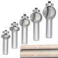 5Pcs Edging Fluting Bits Set,1/2" Shank, Concave Sunk Bead Router Bits Radius R4mm,R5mm,R5mm,R11.3mm,and R13.6mm,Bearing Guided Decorative Edge Bits for Wood Profiling,Molding