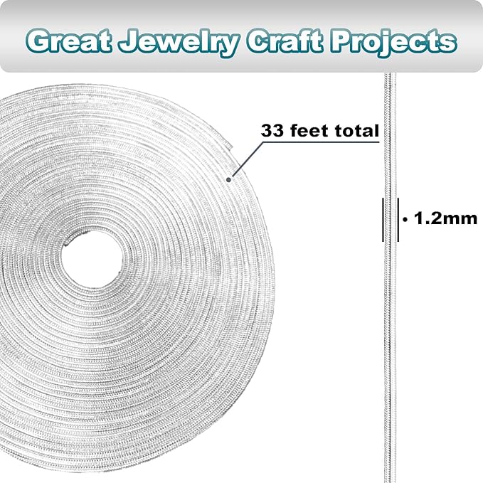 Jishi 33ft Silver Snake Chain 1.2mm Jewelry Making Chains - Image 3