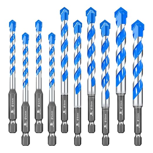 Carbide Drill Bit Set - Dry Drill Bit Set for Masonry, Concrete, Bricks, Wood, Plastic etc(6 * 4/8 * 2/10 * 2/12 * 2MM Quick-fit Shank)