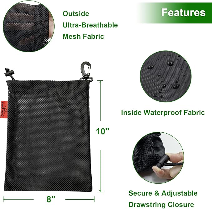 Mesh Foraging Bags with Clip, 4 Pack Drawstring & Toggle Closure Foraging Pouch - Image 2