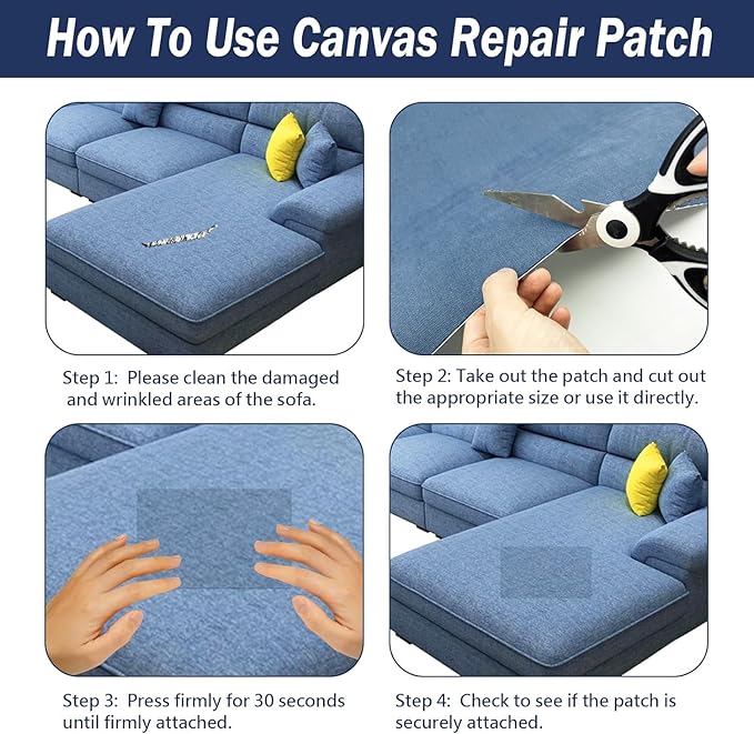 Canvas Repair Patch, 17X79 Inch Strong Sticky Fabric Repair Tape, Self-Adhesive Fabric Patch for Sofas, Tote Bags, Clothing, Car Seats, Furniture (Medium Grey, 17X79 Inch)