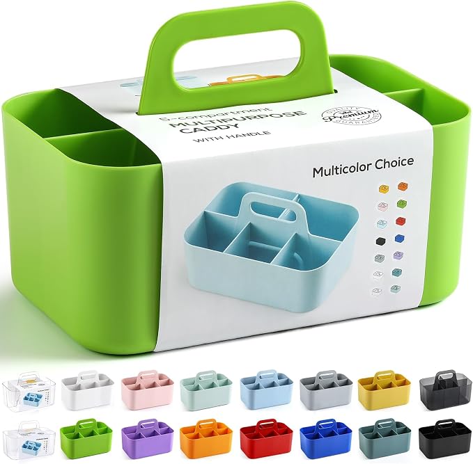 Multiuse Caddy Organizer with Handle, Portable Divided Plastic Tote Bin by AOZITA