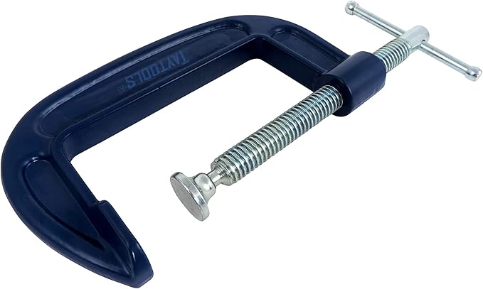 6 Pack Taytools 4 Inch C Clamps Malleable Steel Frame Power Coated Acme Threads Zinc Plated Carbon Steel Spindle and Sliding Bar (6, 4 inch)