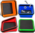 Collapsible Magnetic Parts Tray Set, 4 Pack Foldable Silicone Magnetic Tool Trays for Bolts Screws Nuts & Small Metal Parts, 4.5” Upgraded Square Silicone Bowls with Dual-Sided Magnetic Base