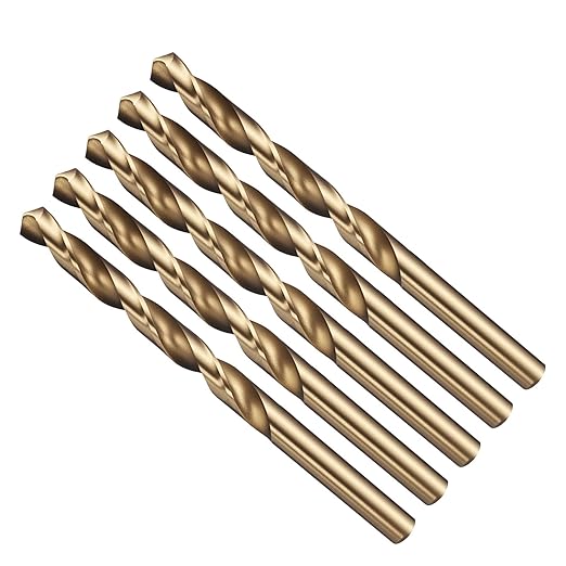 Drill Bit, 9/32" Cutting Diameter (7.144mm), 4241 HSS Gold 118° Cutting Angle Versatile Jobber Bits - (Applications: for Drilling Plastic Wood Soft Thin Metal), 5-Pieces