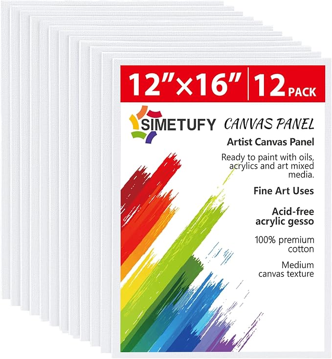 Simetufy 12 Pcs 12x16Inch Large Canvas Boards by Simetufy