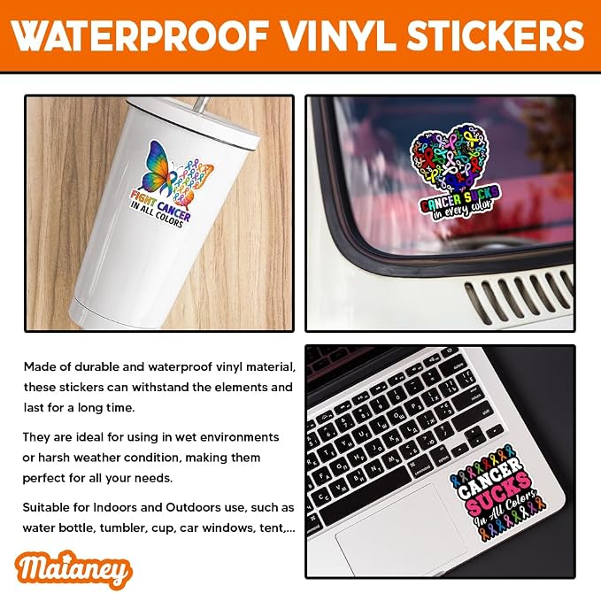 MAIANEY Cancer Awareness Stickers, Whatever Color Cancer Sucks Sticker - Image 3