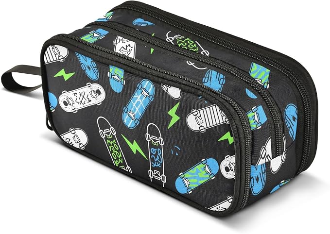 Skateboard Lightning Pencil Case Box Boys Girls Large Pencil Pouch Zipper by BOENLE-WELCOMEYOURCOMING