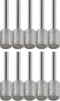 Stone Carving Set, HOMEIDOL 10PCS Diamond Coated 8mm Cylinder Head Mounted Points Grinding Bit Rotary Diamond Burr Set,1/8 Shank for Stone Rocks Jewelry Glass Ceramics Rotary Tools