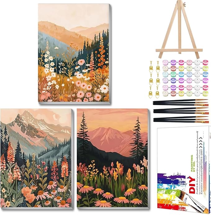 Mandun 3 Pack Landscape Paint by Numbers Kit by MANDUN