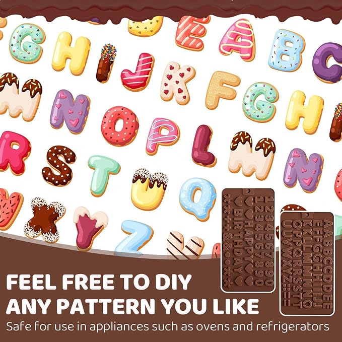 2PCS Silicone Molds for Chocolate, Number Letter Molds, Reusable Candy Molds - Image 3