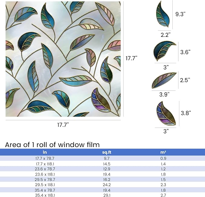 DKTIE Static Cling Decorative Window Film Vinyl Non Adhesive Privacy Film - Image 7