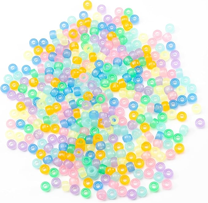 Gxueshan 1000 Pcs Acrylic 9 Color Pony Beads 6x9mm Bulk Glow in The Dark - Image 2